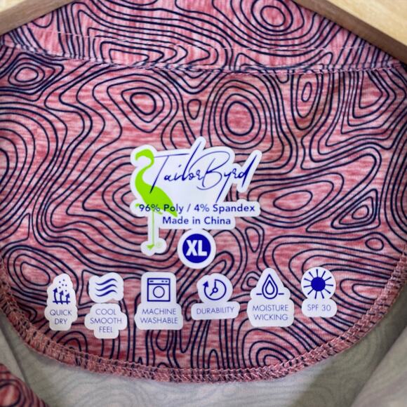 TailorByrd Performance Golf Polo Mens Sz XL Nantucket Red Swirls Geometric Print - Picture 4 of 9